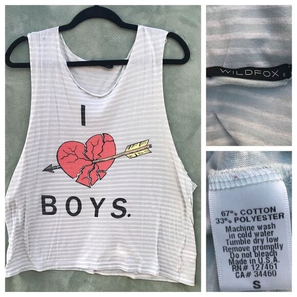 Wildfox "I ❤️ Boys" Striped Tank Top - Picture 2 of 9